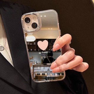 Huiwanju14promax เคสโทรศัพท์มือถือกระจกใหม่ iPhone15 ชุดผู้หญิงรวมทุกอย่างความรู้สึกระดับไฮเอนด์ xsmax niche 8plus ซิลิโคนป้องกันการตก 13 เปลือก 12 พร้อมกระจกเรียบง่ายรัก 11