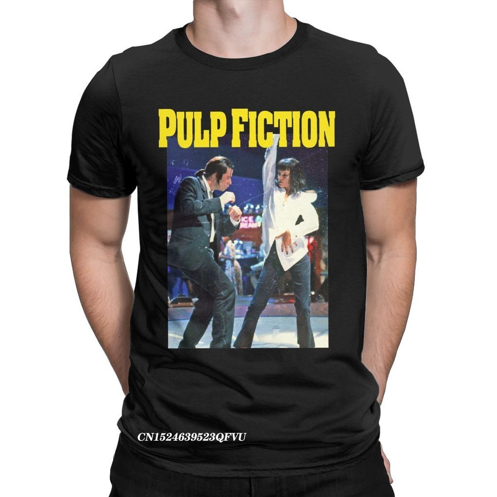 Pulp Fiction Dance Tee เสื้อสําหรับชายที่ยอดเยี่ยมผ้าฝ้าย Tees ลูกเรือคอ Harajuku Tops T เสื้อกราฟิก