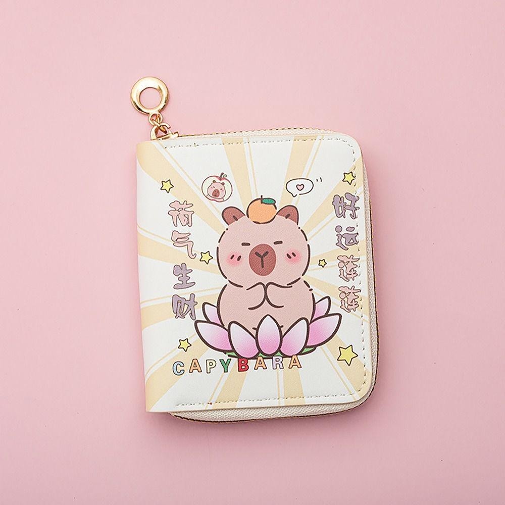 UUMIR กระเป๋าใส่เหรียญเงิน, INS สไตล์ Capybara บัตรเครดิต Holoder, Simple PU หนังซิปกระเป๋าสตางค์สําหรับนักเรียนหญิงของขวัญ