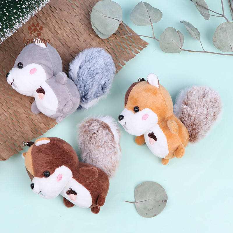 [แฟชั่น] Squirrel Plush Decorative Large Tail Squirrel Jewelry พวงกุญแจ {TH}
