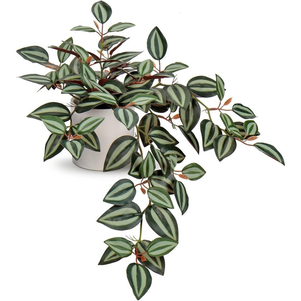 Jew พืชประดิษฐ์แขวนพืชเถาปลอม: ประดิษฐ์แขวนใบพลาสติก Greenery Garland สําหรับงานแต่งงานหน้าแรกตกแต่งสวน Wandering Jew Live Plant
