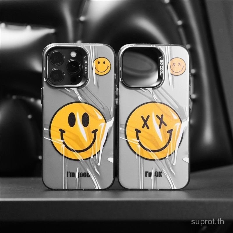 Niche Art Creativeหน้ายิ้มรูปแบบiPhoneกรณีเหมาะสําหรับiPhone 15 Pro Max 14 Plus 13 Pro Max Anti-Drop 8 Plus XS Max 7 Plus XR 11 Pro Max 12 15 Plusกันฝุ่นกันกระแทก