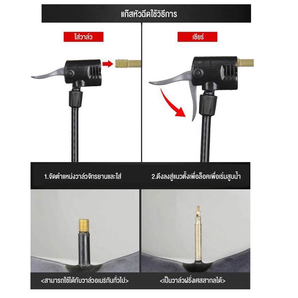 ปั้มลมขนาดเล็ก พองอย่างรวดเร็ว ความดันสูง 160PSI ที่สูบลมรถมอไซ ที่เติมลมยางรถ สูบลมมอเตอร์ไซ ที่สูบลมจักยาน ปั๊มลม ราคา ถูกที่สุด ดีลบีเคเค แกลเลอรีภาพที่ 7