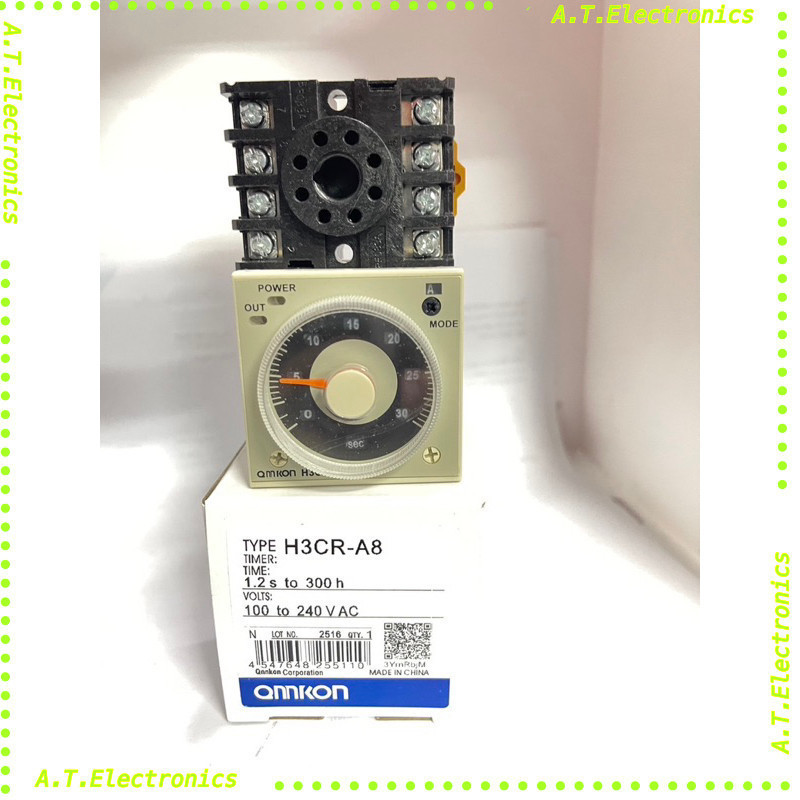 พร้อมส่ง! H3CR-A8 Omron Delay Timer 220v ac  +แถมขาซ็อคเก็ต ออกบิลเงินสดได้