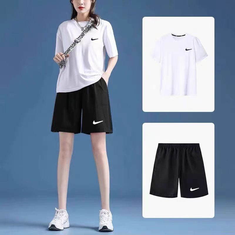 Breathable ฟิตเนสวิ่งกีฬา Quick-Drying กางเกงขาสั้นแขนสั้นชุดสูทสองชิ้นผู้ชายผู้หญิง