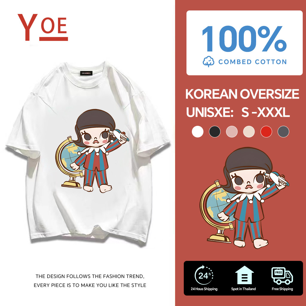 YE(จัดส่งตลอด 24 ชั่วโมง)🔥molly,Printed T-shirt เสื้อยืดคอกลม เสื้อสาวอวบ  เสื้อ over size