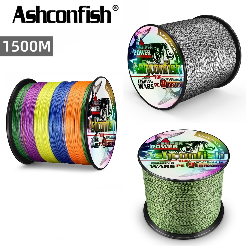Ashconfish 9 Strand 1500M สายตกปลามัลติฟิเลเมนท์ PE Line สีดำ/ขาว/เหลือง สำหรับจุดเด่น