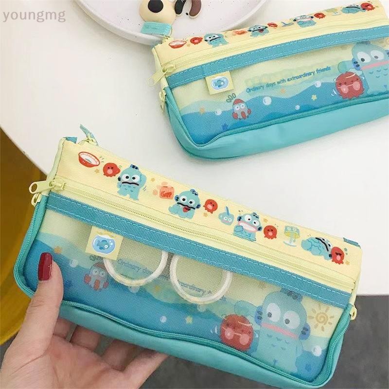 SANRIO [ที่] ซานริโอ อะนิเมะการ์ตูนนักเรียนปากกากระเป๋าน่ารัก แฮงโยดอน กล่องดินสอความจุขนาดใหญ่หลายชั้นเครื่องเขียนถุงเก็บสาวแต่งหน้ากระเป๋าของขวัญ ไทย