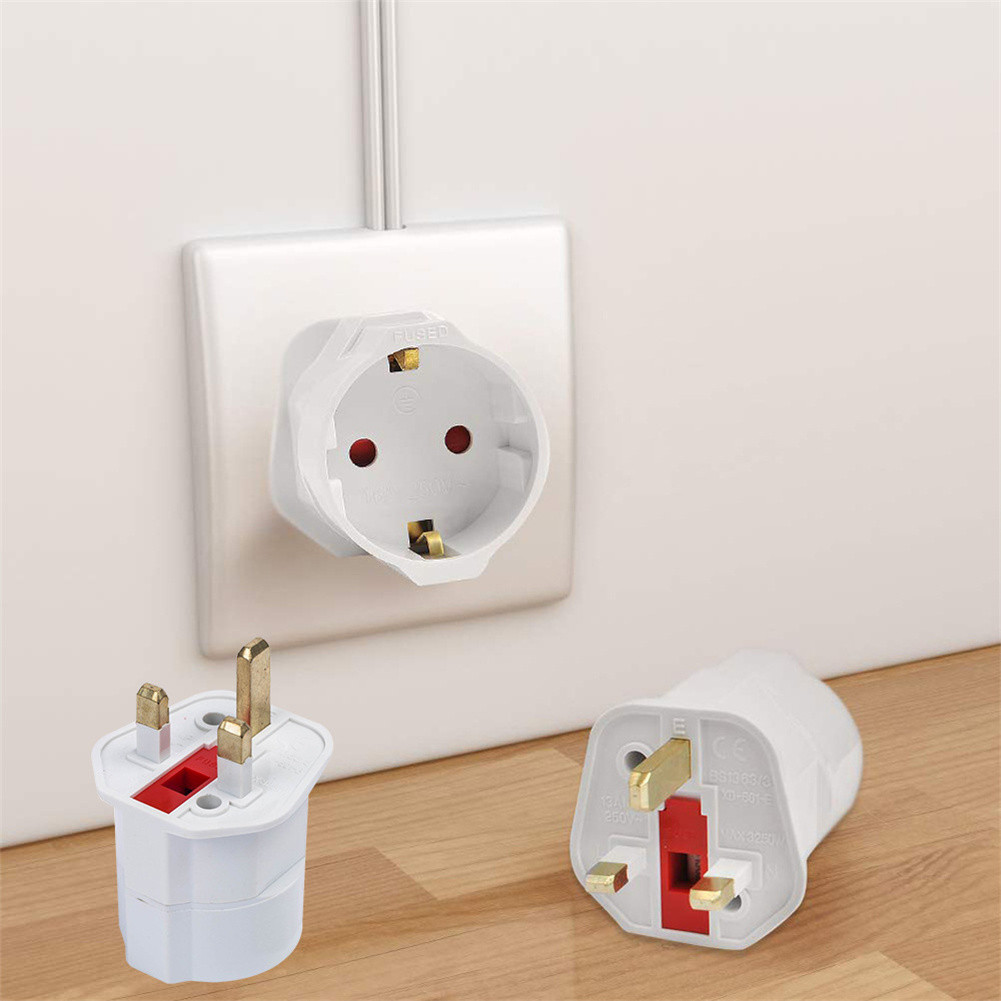 Eu To Uk Converter / Over Plug Converter 2 ถึง 3 Pin / Eu Plug Converter อะแดปเตอร์