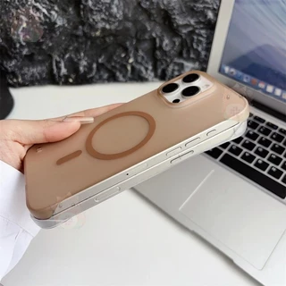 หรูหราบางเฉียบกึ่งโปร่งใสช็อกทนฮาร์ดปกหลังสําหรับ ไอโฟน iPhone Air 17 Pro Max 16 15 14 13 12 11 มือโปร สูงสุด บวก ไม่มีกรอบ เคลือบแม่เหล็กกรณีโทรศัพท์