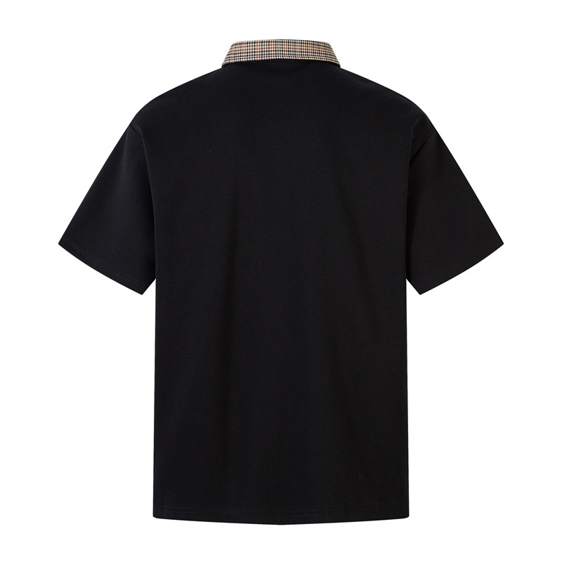 Suikone เสื้อโปโลครึ่งซิปเรียบง่ายฤดูร้อนอเมริกันย้อนยุคเย็บเสื้อโปโลคอปกลายสก๊อต — صورة 4