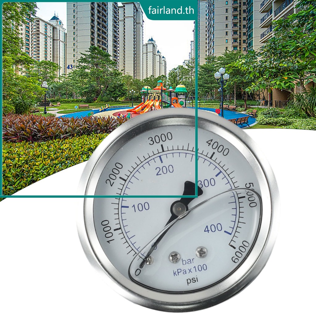 [FAIRLAND-TH] M14x1.5 เกจวัดแรงดันเกลียว 0-400 Bar 6000 Psi Metal D2.5inch