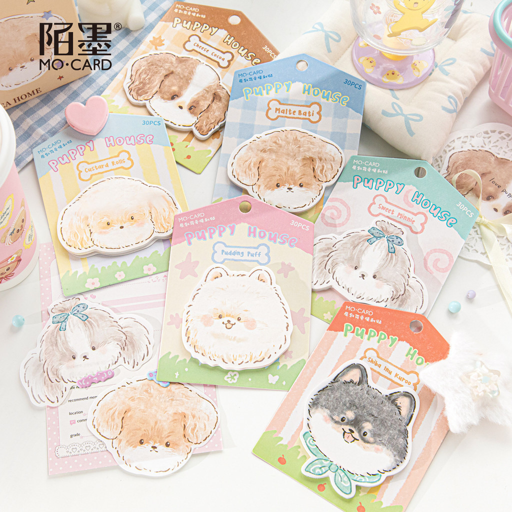 30 pcs kawaii สุนัขน่ารัก Sticky Notes การ์ตูน Sticky Notes สัตว์รูปร่าง Markers ธง Self-Stick Memo Pads นักเรียน Home Office Roommates ของขวัญ Tab Supplies