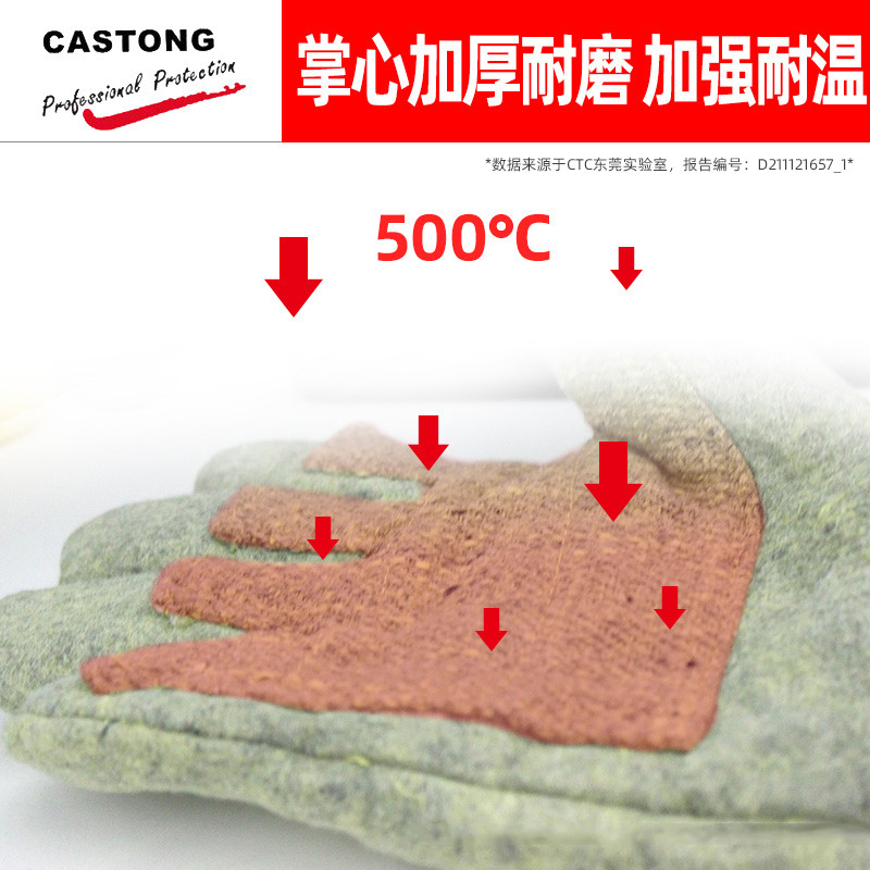 ถุงมือป้องกันการลวกฉนวนกันความร้อนทนอุณหภูมิสูง 500 องศาอุตสาหกรรมหนาทนต่อการสึกหรอ ราคา ถูกที่สุด ดีลบีเคเค แกลเลอรีภาพที่ 2