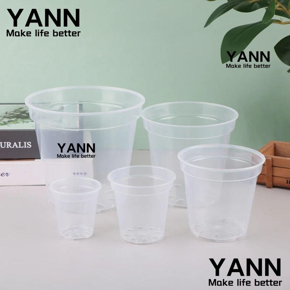 Yann1 รอบเริ่มต้นหม้อ,ขนาดใหญ่ความจุโปร่งใส Planter หม้อ, Anti-Deformation พลาสติก DIY Orchid เนอสเซอรี่คอนเทนเนอร์สวน