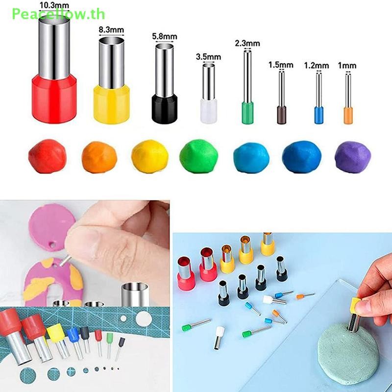 Peacellow 8 ชิ้น Polymer Clay เครื่องตัดแม่พิมพ์ Hole Punches ชุด, DIY ต่างหูทําหัตถกรรม Handmade TH