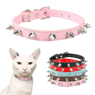 หนังสุนัขแมวคอ Spiked Studded ลูกสุนัขสัตว์เลี้ยงสร้อยคอสําหรับขนาดกลางขนาดเล็กแมวสายคล้องคอสัตว์เลี้ยงปลอกคอสุนัขอุปกรณ์เสริม