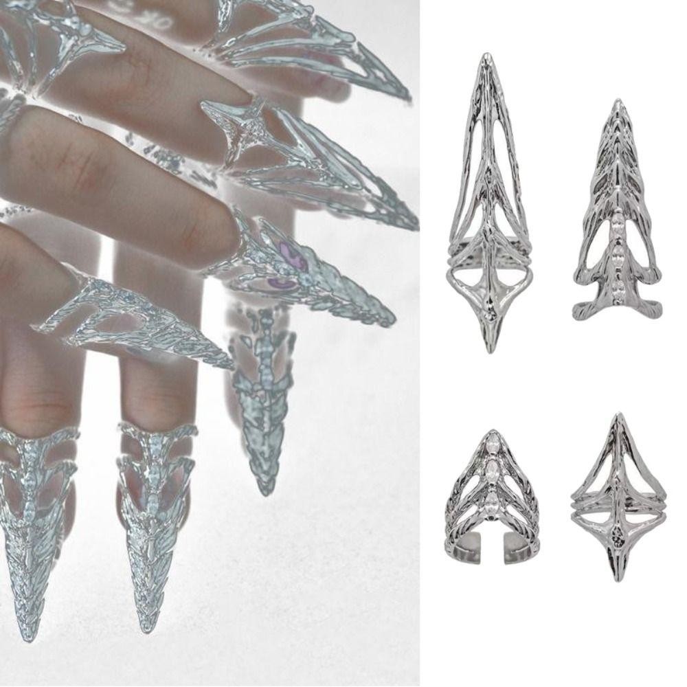 Rose Finger Ring, Hip Hop Nail Cover Ring, Metal Punk Cosplay Armor Cover Women men
