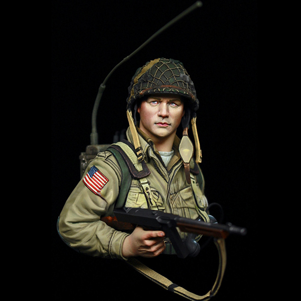 1/10 US Airborne Radio Operator CARENTAN 1944, ฟิกเกอร์โมเดลเรซิ่นหน้าอก, GK, WWII ธีมทหาร, ชุดประกอบและไม่มีสี