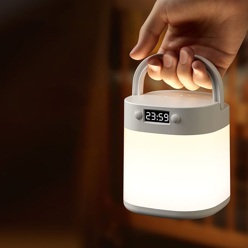 โคมไฟข้างเตียง แสดงเวลา มันสว่างเมื่อคุณสัมผัส โคมไฟตั้งแคมป์ แบตเตอรี่ใช้งานได้นาน 8 ชั่วโมง - 3