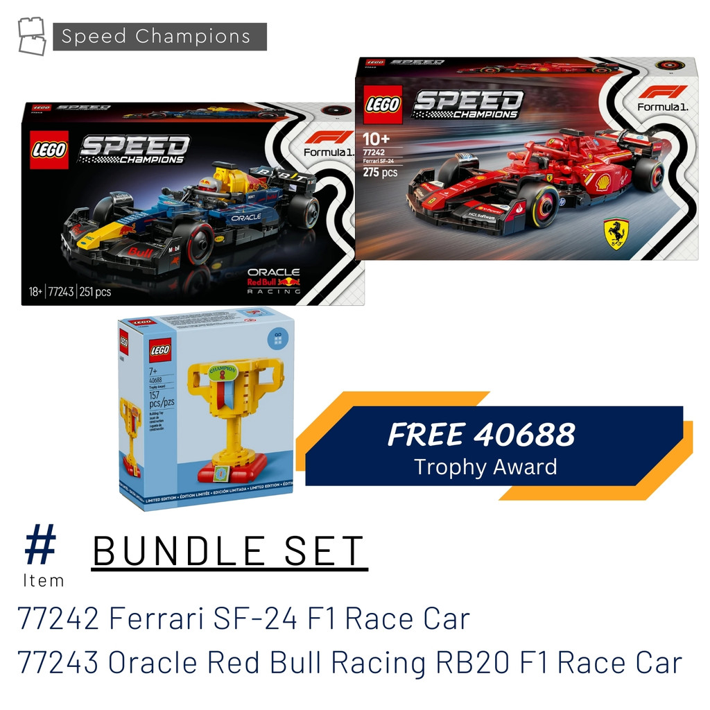 [Bundle Set] Buy LEGO 77242+ 77243 Ferrari SF-24 F1/Oracle Red Bull Racing RB20 [Free LEGO 40688 Tro