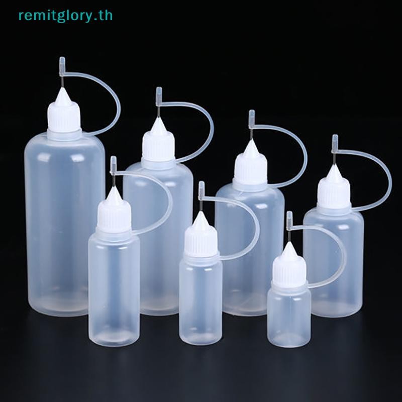 Remitglory 2/5PCS 5ml 10ml 20ml 30ml 50ml 60ml 100ml พลาสติก PE Squeezable Tip Applicator ขวดรีฟิล Dropper พร้อมเข็มเคล็ดลับ Caps สําหรับกาว TH