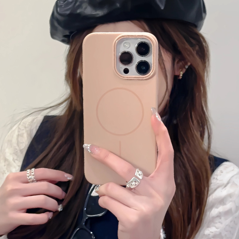 เคสโทรศัพท์แบบเรียบง่ายบางเฉียบสําหรับ Iphone 16 Pro Max 15 Pro 14 13 12 Matte Hit Color Lens Wireless Charging Hard PC Cover