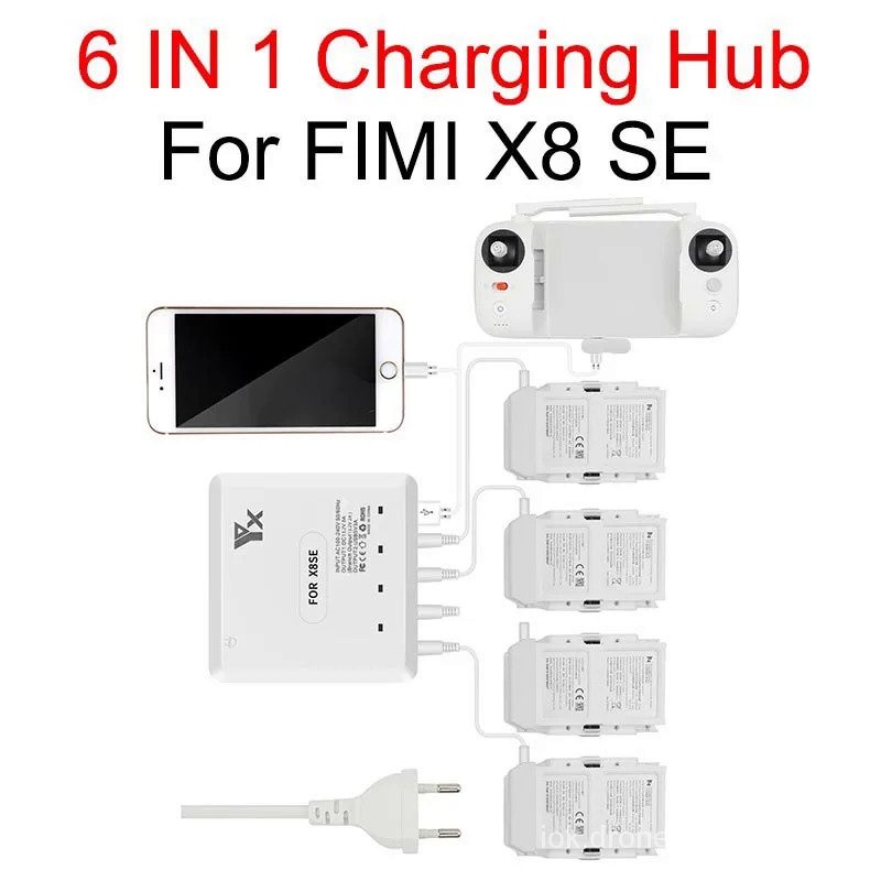 6 in 1 Battery Charger สำหรับ Xiaomi fimi X8 SE Drone Battery CHARGING HUB Fast Smart Battery Charge