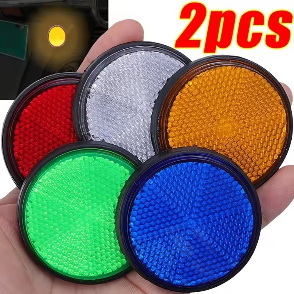 2 ชิ้นรถจักรยานยนต์วงกลม Reflector Night Safety คําเตือนตัวสะท้อนแสงสูง Universal รถบรรทุกอุปกรณ์เสริม