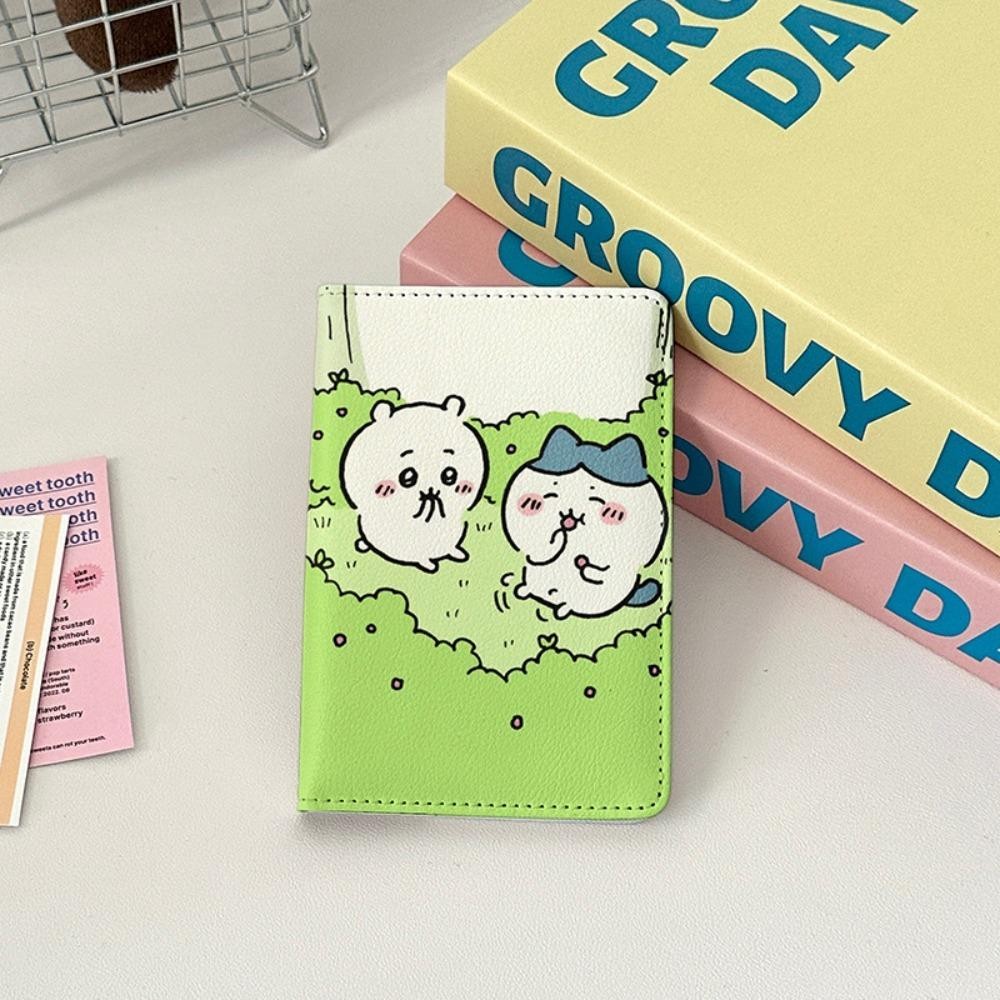 LUNAPUL Hachiware Passport Holder, Momonga Kurimanjyuuu Chiikawa Passport Cover, Fashion Travel Wallet Airplane Check-in Rakko Usagi Ticket Folder Female