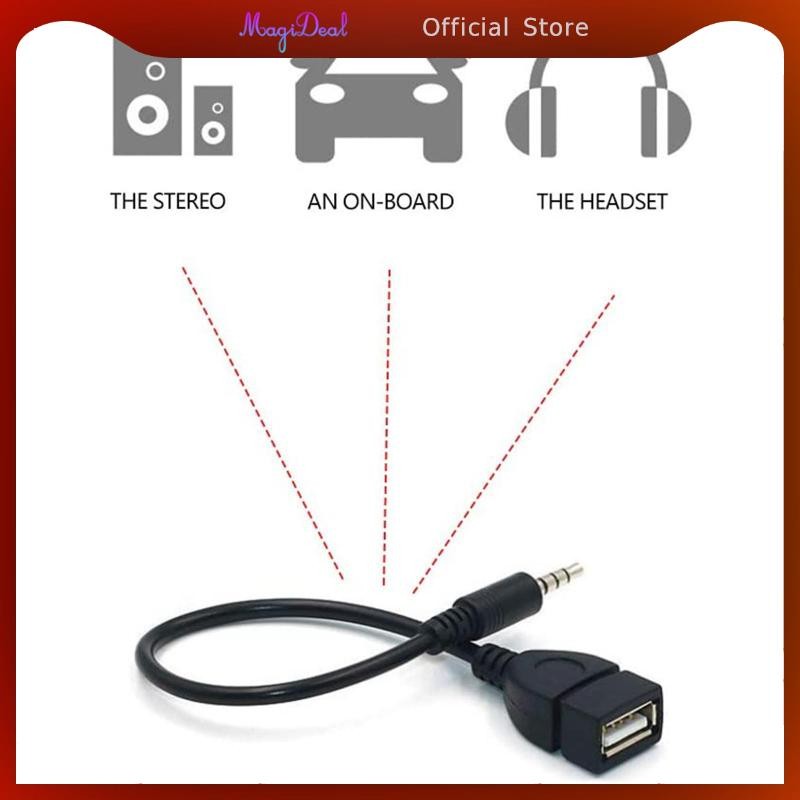 Magideal Aux to USB 3.5mm Male Aux Audio Plug to USB Female Converter Cable Cord Converter Cable,