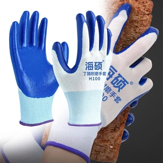 คูปองสุดคุ้ม！ 12คู่ ถุงมือเคลือบยาง ถุงมือกันน้ำมัน สารเคมี safety ยกโหล ถุงมือนิรภัยแรงงาน