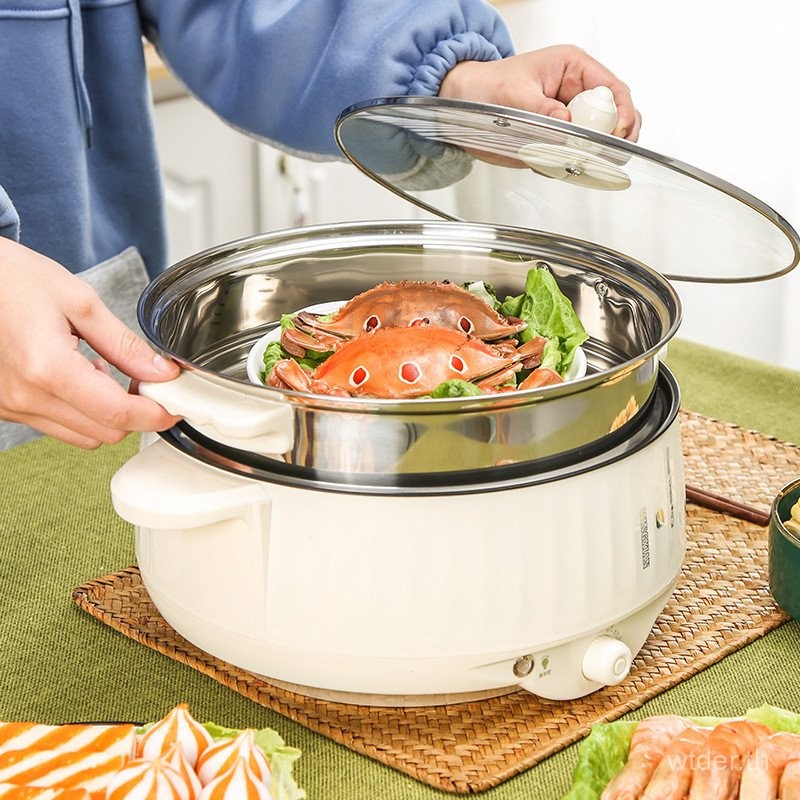 หม้อไฟฟ้าอเนกประสงค์ หม้อไฟฟ้า 3.7 ลิตร เตาไฟฟ้า 1500W ความจุทำอาหาร 2 เท่า เหมาะสำหรับนึ่ง ผัด ต้ม ตุ๋น ขนาดใหญ่ ป้องกัน - รูปที่ 4