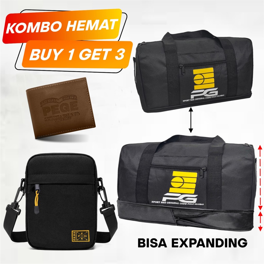 Super Saving Combo PIGE Clothes Bag ซื้อ 1 แถม 3 Duffel Bags Sling Wallet - PG BUNDLING 05