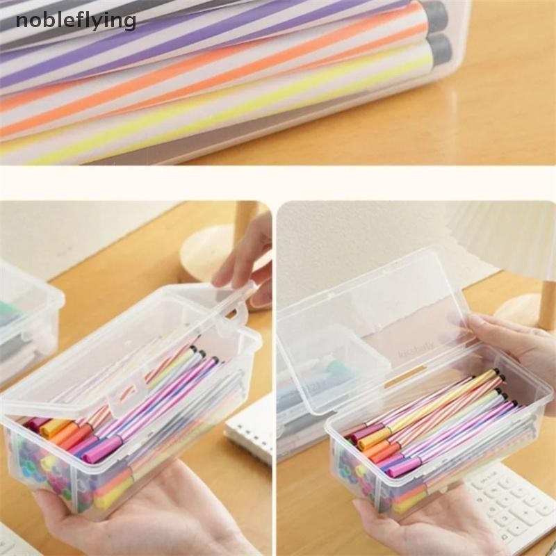 Nf 1PC ความจุขนาดใหญ่กล่องดินสอกล่อง PP วัสดุโปร่งใสกล่องดินสอ Stackable อุปกรณ์สํานักงานจัดเก็บกล่อง nobleflying