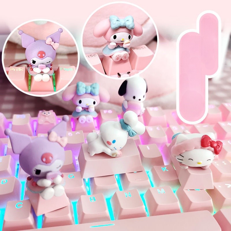 ปุ่มกดเดี่ยวสําหรับคีย์บอร์ดเชิงกลแกนข้ามปุ่มกดพิเศษน่ารัก KT Kuromi Melody ปุ่มกดเพิ่มเติมสีชมพู