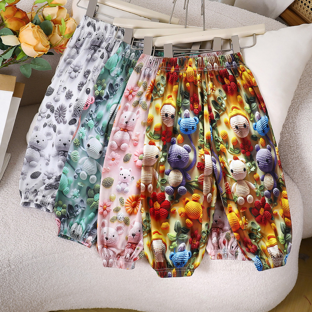 เด็กป้องกันยุงกางเกงชายหญิงเวอร์ชั่นเกาหลีบางสไตล์ระบายอากาศหลวมกระชับชุดกีฬาผู้หญิงชุดนอนกางเกง 8โอ-160 ZLRQ