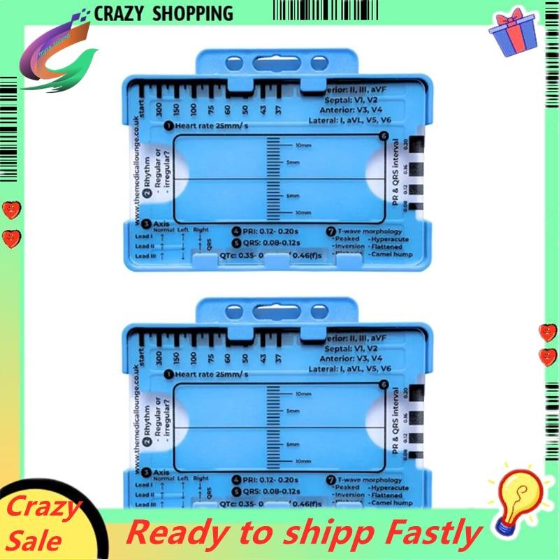 2PCS ECG 7 Step ไม้บรรทัด ECG 7 ขั้นตอนไม้บรรทัดสําหรับ ECG 7 Step ไม้บรรทัด ECG, แบบพกพา ECG Assess