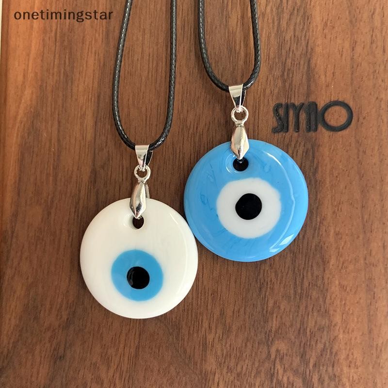 Onetimingstar สร้อยคอจี้ทรงกลมตาปีศาจพร้อมแก้วสีฟ้าสําหรับเด็กผู้หญิง OTS
