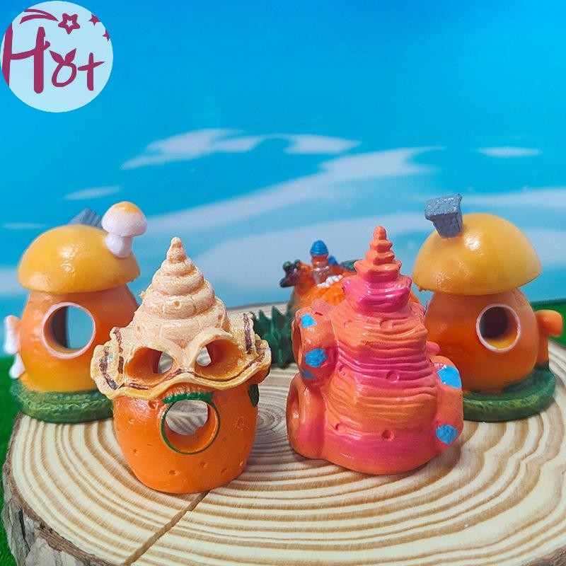 GE เห็ด Conch House Shelter Aquarium ภูมิทัศน์ตกแต่งถังปลาตกแต่งเครื่องประดับปลา Hiding Shelter Square