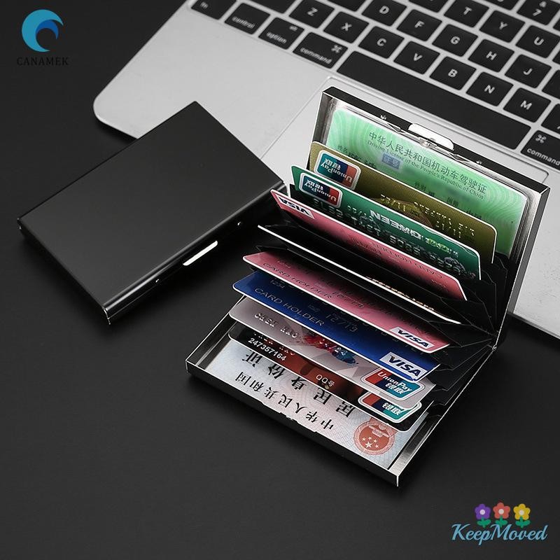 Keepmoved แบบพกพาคลาสสิกสแตนเลสผู้ถือบัตรเครดิตผู้ชาย Slim Anti Protect Travel ID Cardholder ผู้หญิง Rfid กระเป๋าสตางค์โลหะใหม่