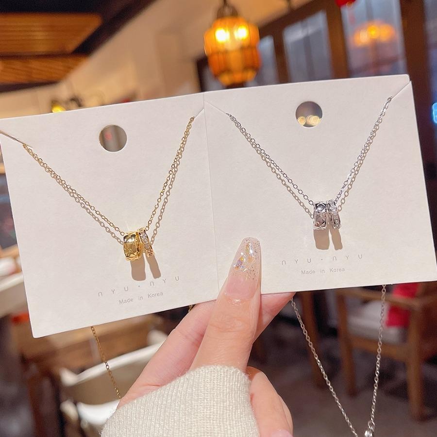 สร้อยคอเรขาคณิตแสงหรูหรา จากวัสดุไทเทเนียมและเหล็ก ขนาด 40 + 6 cm