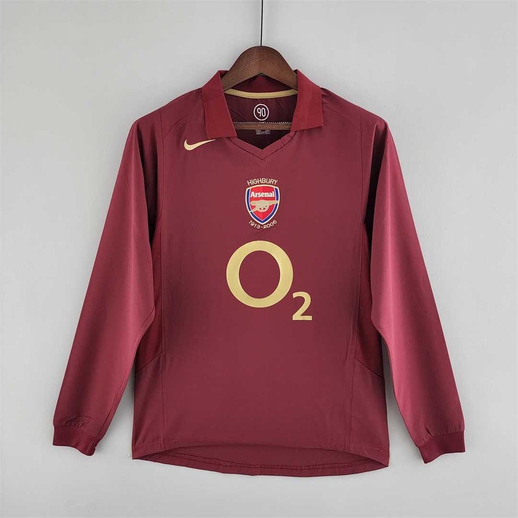 เสื้อกีฬาแขนยาว ลายทีมชาติฟุตบอล Arsenal 05-06 ชุดเหย้า สไตล์เรโทร