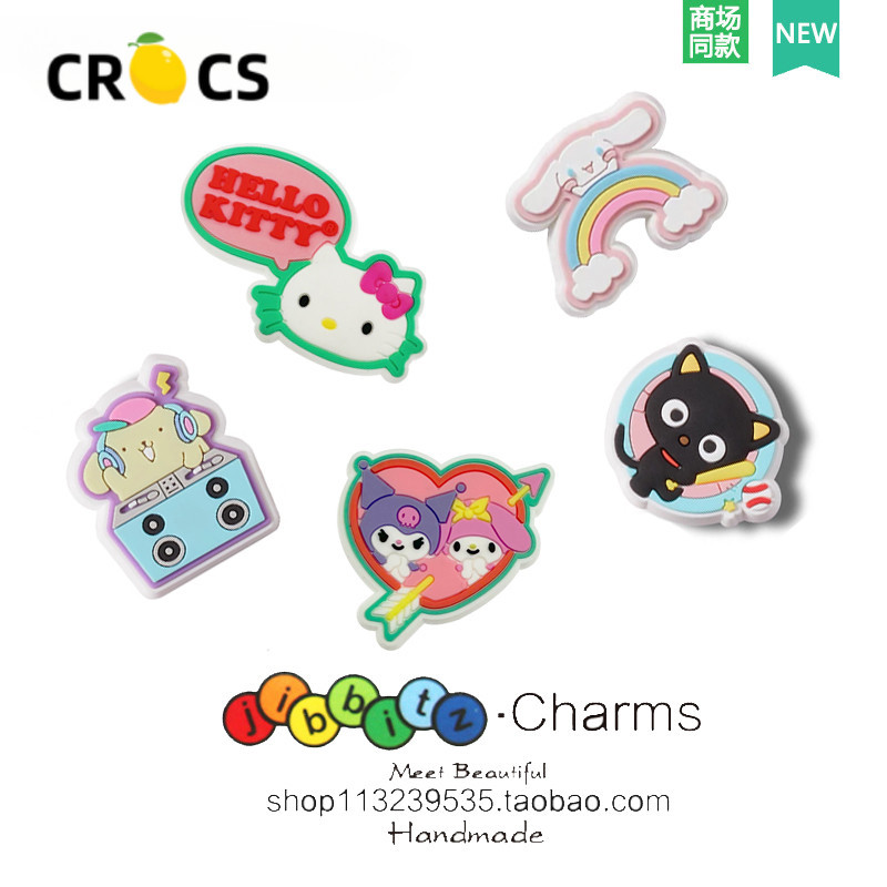 อุปกรณ์เสริมรองเท้า Crocs ลายการ์ตูนสุนัข Cinnamon Chi ดอกไม้ สําหรับตกแต่งรองเท้า Crocs