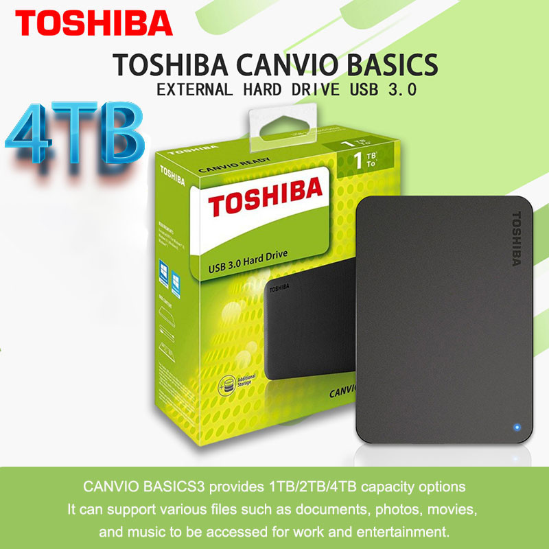 Toshiba 1TB 2TB 4TB External Hard Disk 2.5" HDD ฮาร์ดดิสก์แบบพกพา USB 3.0 ฮาร์ดไดรฟ์จัดเก็บข้อมูลที่