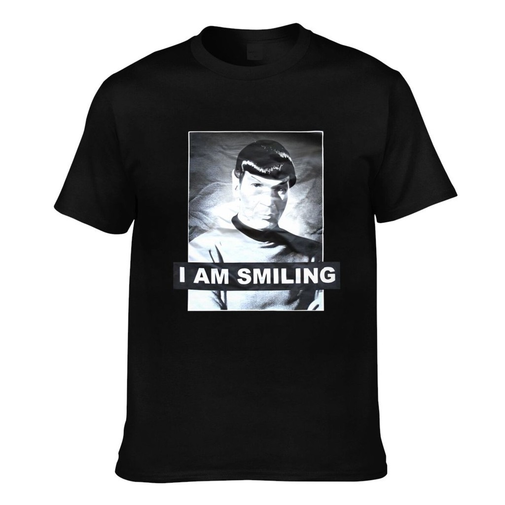 เสื้อยืดแขนสั้น พิมพ์ลาย Star Trek Spock I Am Smiling แฟชั่นฤดูร้อน สําหรับผู้ชาย