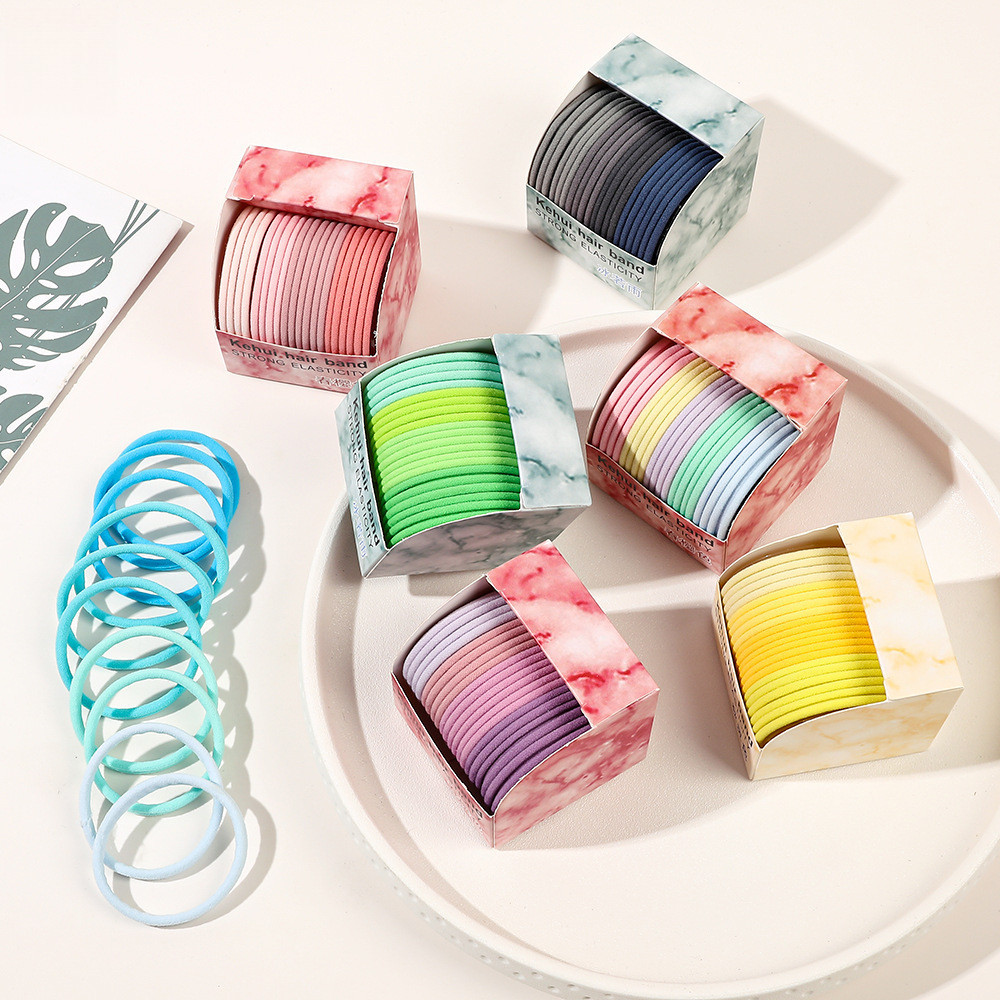 10 ชิ ้ นสีแถบยืดหยุ ่ นไนลอน Scrunchies ยางรัดผมผ ้ าขนหนูผมหางม ้ าสําหรับผู ้ หญิงผม Tie อุปกรณ ์ เสริมผม