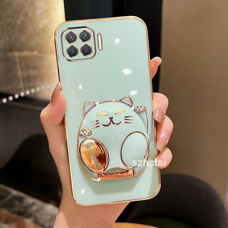 เคส ooppo reno 4f a93 4g a73 4g f17 f17 pro เคส แมวหาโชค โทรศัพท์ เคสโทรศัพท์พร้อมขาตั้งแมวกวัก เคสโ