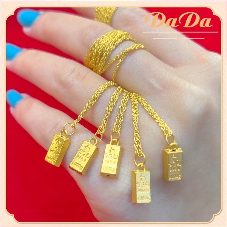 18k สร้อยคออิตาลี 96.5% ผู้หญิงโชคจี้ไทเทเนียมสร้อยคอเหล็กน้ําหนัก 3.5g ทนทานไม่ลอกของขวัญวันเกิด