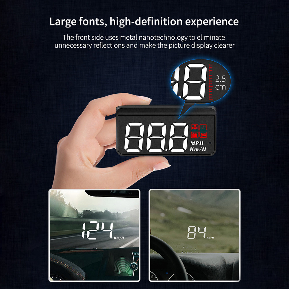 Obd2 HUD โปรเจคเตอร์หน้าจอมอนิเตอร์ติดกระจกหน้ารถยนต์ดิจิทัล M3